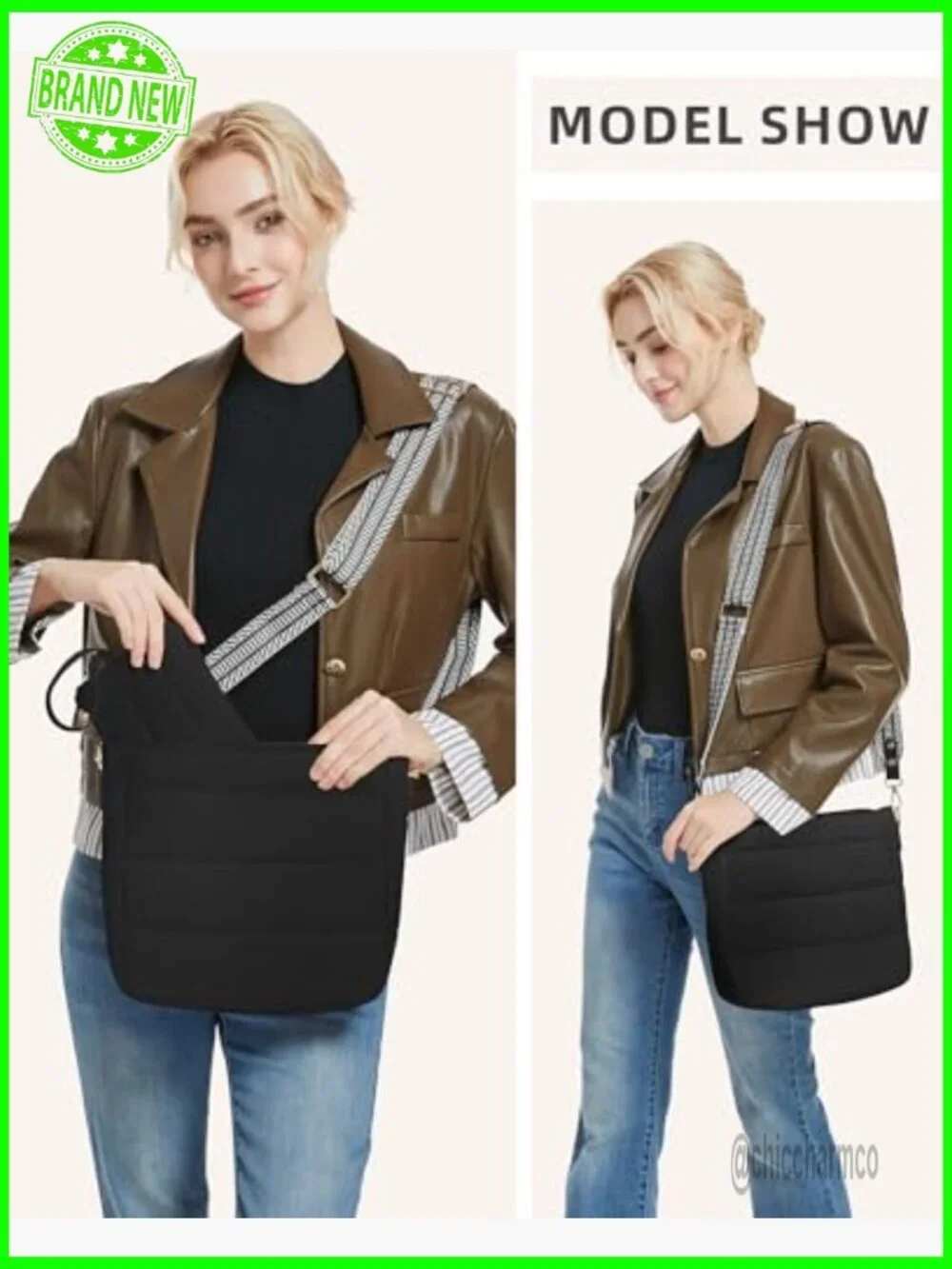 Medium Puffer Quilted Crossbody Hobo Bag with Detachable Straps and Wallet